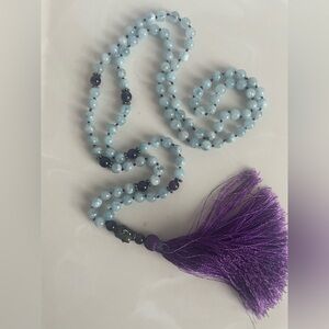 Aquamarine and Amethyst stone beaded Mala